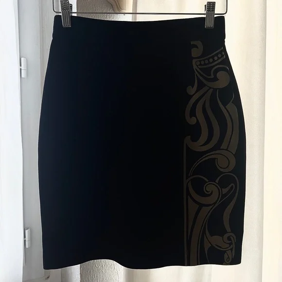 Gianni Versace Vintage Wool ArtDeco skirt black - Picture 5 of 7